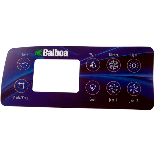 10763 Balboa® Topside Overlay, 8-Btn, Deluxe Panel LCD (2 Pumps, Blower, Light)